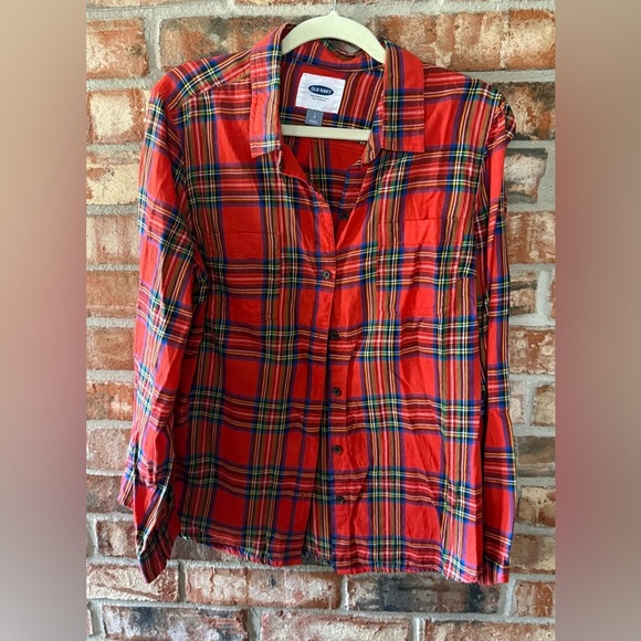 Old Navy Red Plaid Button Down Shirt - Picture 1 of 6